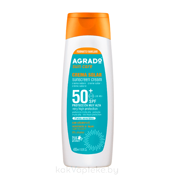 AGRADO Солнцезащитный крем для чувствительной кожи SPF50+ / Sunscreen Cream SPF 50+, 400 мл