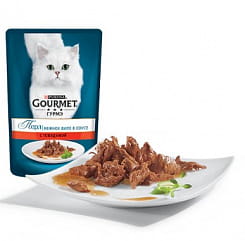 Gourmet Гурмэ Перл. Корм консервированный полнорационный для взрослых кошек, с говядиной, нежное филе в соусе, 75 г