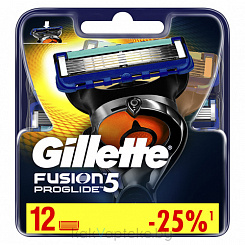 Сменные кассеты для безопасных бритв  Gillette FUSION ProGlide (12 шт)