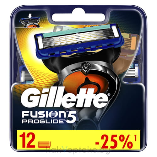 Сменные кассеты для безопасных бритв  Gillette FUSION ProGlide (12 шт)