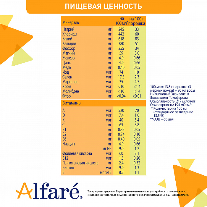 Alfare Продукт дет.диет.леч.пит.д/дет.ран.воз.,сухая быстрораст.смесь на осн.полн.гидрол.белк,400г