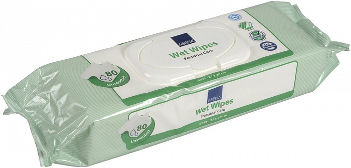 Abena Влажные очищающие салфетки без отдушек (27х20) (удлиненные), 80 шт