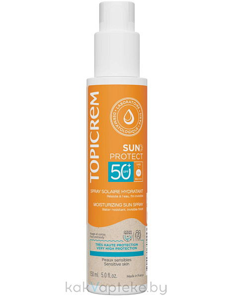 TOPICREM SUN PROTECT Солнцезащитный увлажняющий спрей SPF50+ (для детей с 3-х лет и взрослых) 150 мл