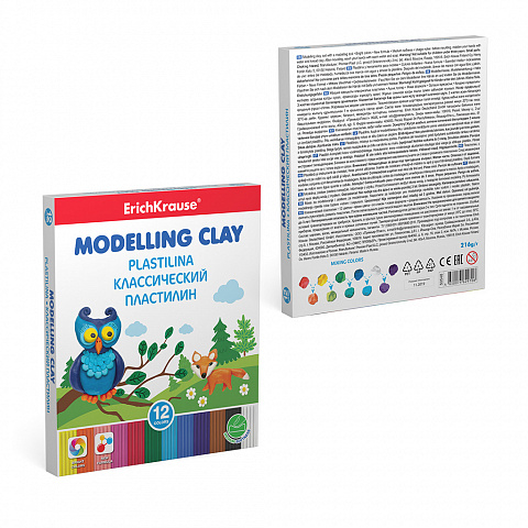 ErichKrause Пластилин классический  12цв/216г, со стеком