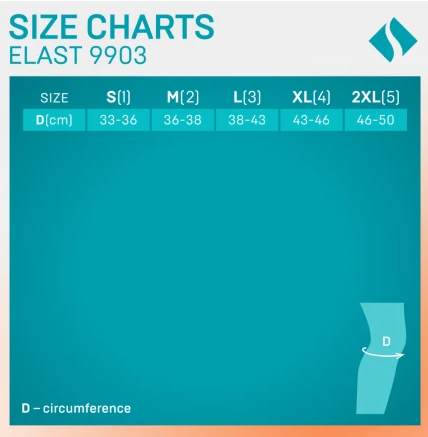 Изделия медицинские эластичные: устройства функциональные ортопедические для нижних конечностей: на коленный сустав, бандаж ELAST 9903 (Черный размер 5)