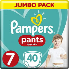 PAMPERS Pants Детские однораз. подгузники-трусики для мальчиков и девочек Size 7 40шт