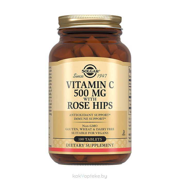 Solgar Витамин С и шиповник, БАД таблетки №100
