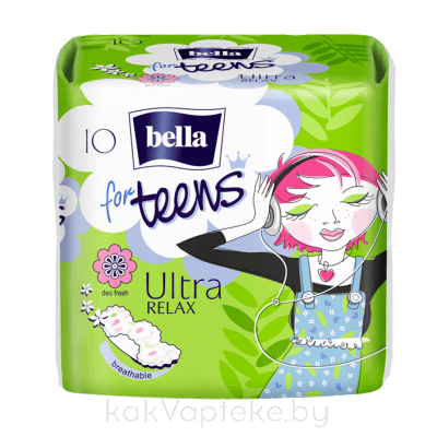 Bella for teens Ultra relax Супертонкие женские гигиенические впитывающие ароматизированные прокладки, 10 шт