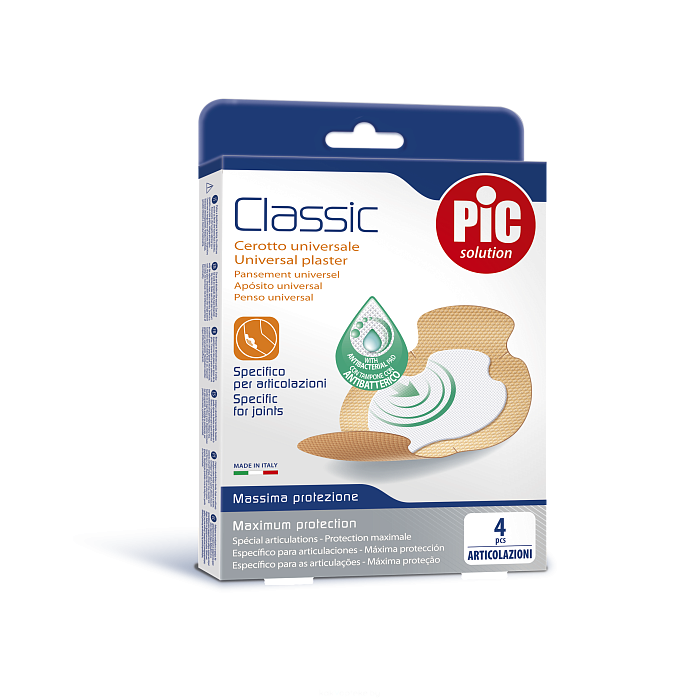 Пластырь Classic универсальный с антибактериальной подушечкой, для суставов мм: 100х120, № 4