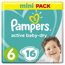 PAMPERS Active Baby-Dry Детские одноразовые подгузники Extra Large (15+ кг) 16 шт