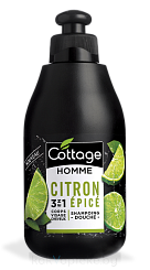 COTTAGE Шампунь и гель для душа для мужчин 3 в 1 SPICY LEMON/Shampoo – Shower Gel, 250 мл