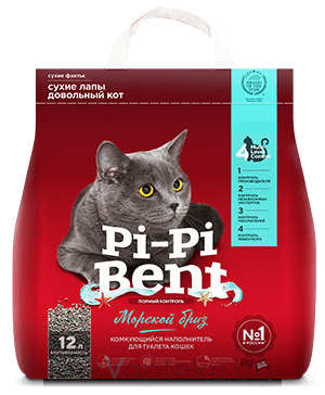 Pi-Pi-Bent Наполнитель комкующийся для кошачьего туалета "Морской бриз" бентонит, 5 кг (12 л)