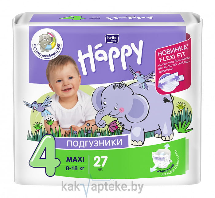 Bella Baby Happy Maxi Подгузники гигиенические для детей (Flexi Fit), 27 шт