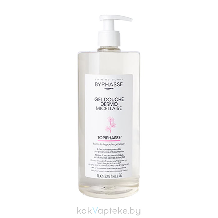 BYPHASSE Мицеллярный гель для душа TOPIPHASSE для чувствительной и очень сухой кожи, 1л