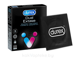 Презервативы из натурального латекса с анестетиком Durex® Dual Extase 3шт