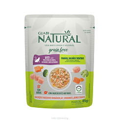 GUABI NATURAL grain free Дополнительный консервированный влажный беззерновой корм для кошек. Курица, лосось и овощи, 85г