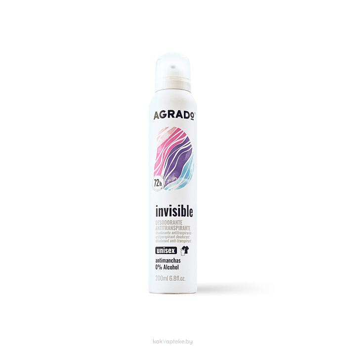 AGRADO Дезодорант-антиперспирант unisex "INVISIBLE" / INVISIBLE ANTIPERSPIRANT DEODORANT UNISEX, 200 мл