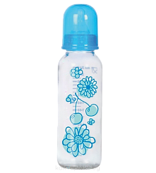 ПОМА Бутылочка стеклянная 260 мл (Термостекло, силикон , быстрый поток) 6+ 910ДМгол, 1 шт