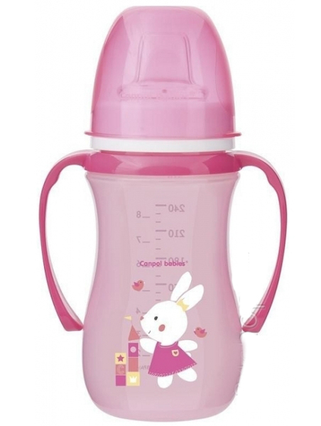 Canpol babies Поильник обучающ., с силик. носиком, Easy Start "Exotic Animals", 6+,240 мл,арт.35/208_pin