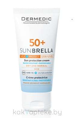 Dermedic SUNBRELLA Крем солнцезащитный  SPF50+ сухая и нормальная кожа, 50г