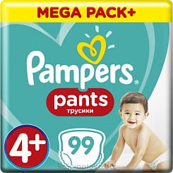 PAMPERS Pants Детские одноразовые подгузники-трусики д/мальчиков и девочек (maxi плюс, 9-15 кг) 99шт