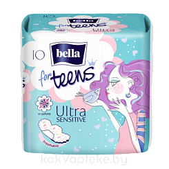 Bella for Teens Ultra Sensitive Супертонкие женские гигиенические впитывающие прокладки, 10 шт