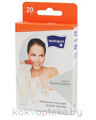 Набор пластырей TRANSPARENT размером 25мм х 76мм, 9мм х 38мм, 19мм х 76мм, 15мм х 58мм, d22мм