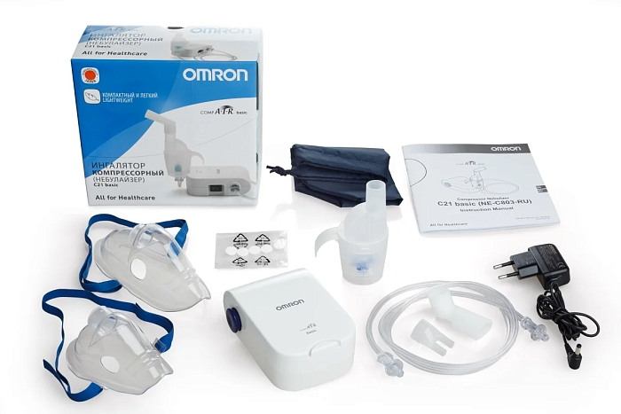 Ингалятор компрессорный портативный OMRON с принадлежностями: модель NE-C803 (NE-C803-E)