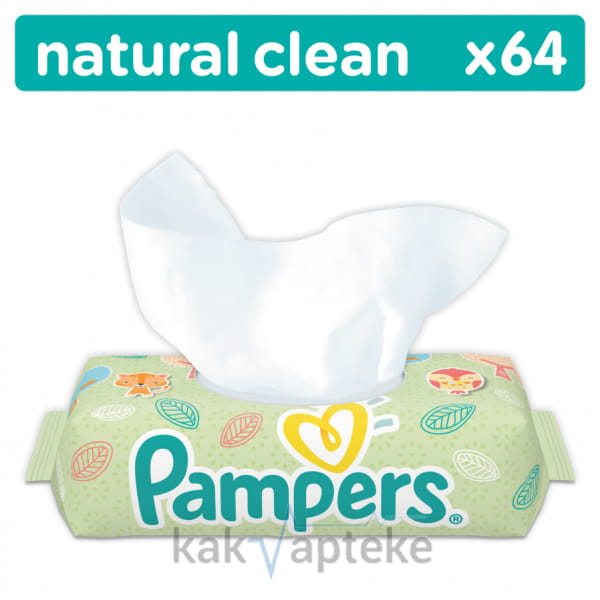 PAMPERS Natural Clean Детские влажные салфетки 64 шт