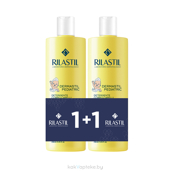 Н-р Rilastil DERMASTIL PEDIATRIC Делик очищ защ шампунь-гель для вол и тела для млад и дет1+1, 400мл