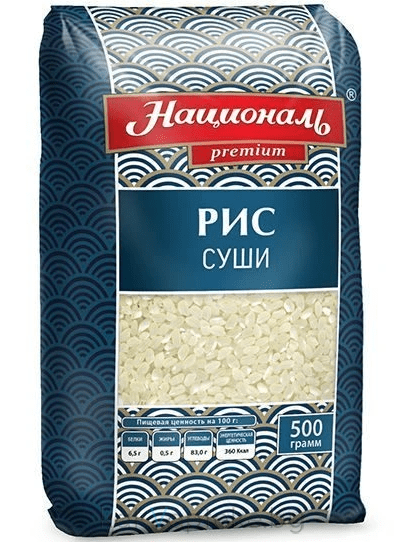 Националь Крупа рисовая рис "Суши" шлифованный  Premium 500г