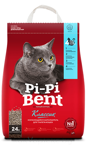 Pi-Pi-Bent Наполнитель комкующийся  для кошачьего туалета "Классик", бентонит, 10 кг (24 л)