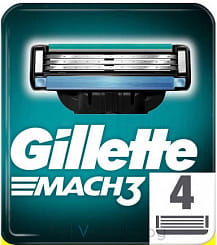 Gillette Mach 3 Cменные кассеты для бритья, 4 шт
