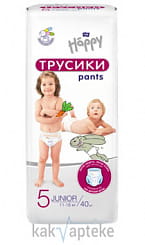 Bella Baby Happy Junior Подгузники-трусики гигиенические для детей универсальные, 40 шт