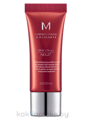 MISSHA BB-крем M Perfect Cover BB Cream EX SPF42/PA+++ No.27 (Honey Beige), 20мл