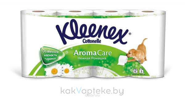 Kleenex Cottonelle Туалетная бумага (3 слоя) 8 рулонов (Aroma Care Нежная ромашка)
