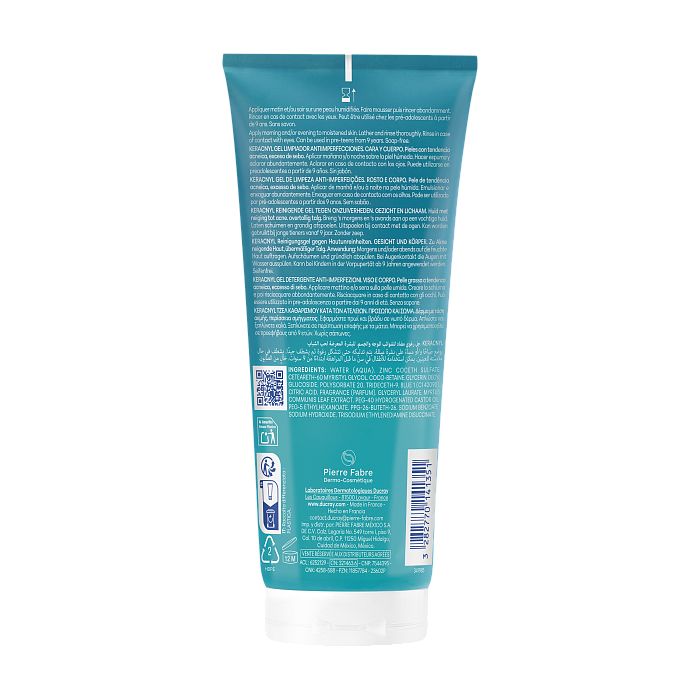 DUCRAY KERACNYL CLEANSING GEL Очищающий пенящийся гель для лица и тела (для детей и взрослых) 200 мл