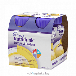 Нутридринк Компакт Протеин со вкусом банана - Специализированный продукт диетического лечебного питания - жидкая, готовая к употреблению, высокобелковая, высококалорийная смесь (4х125 мл)