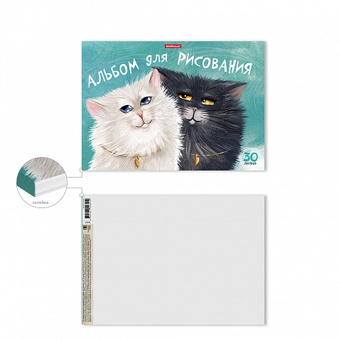 ErichKrause  Альбом для рисования А4 30л на клею Funny Cats (54341)