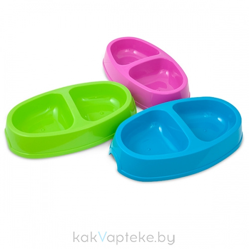 Savic Миска  для кошек "Picnic twin cat" , двойная, пластик 23,5х13см-2 х0,15л