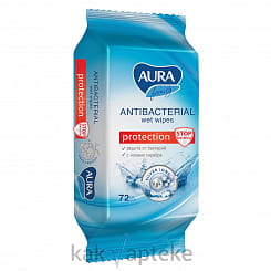 AURA Family Влажные салфетки для всей семьи  с антибактериальным эффектом, 72 шт