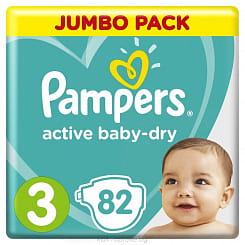 PAMPERS Active Baby-Dry Детские одноразовые подгузники Midi, 82шт