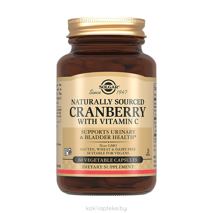 Solgar Натуральная клюква с витамином С, БАД капсулы №60
