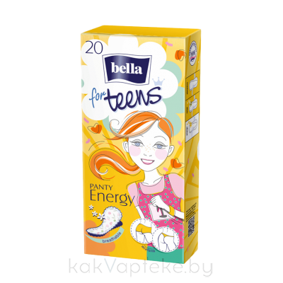 Bella Panty for Teens energy deo  Ультратонкие женские гигиенические ежедневные прокладки, 20 шт