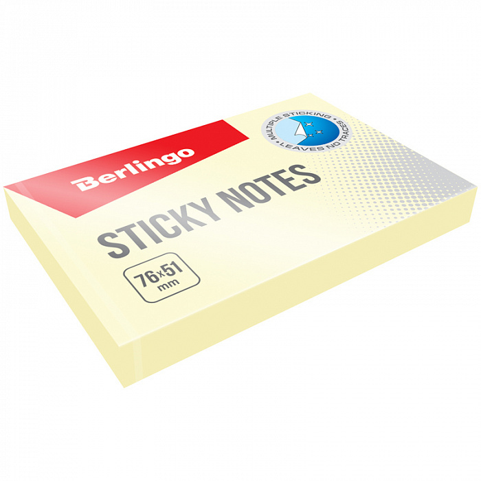 Berlingo Самоклеящийся блок, 76*51мм, 100л., жёлтый