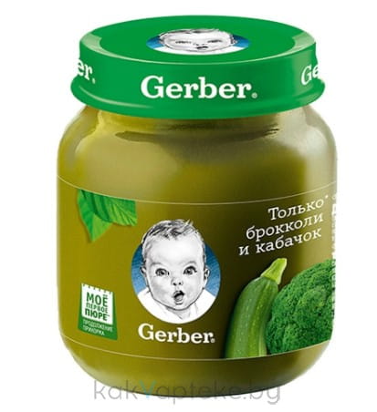 Gerber (130г) овощное пюре "Брокколи, кабачок" для дет.пит. с 5 мес