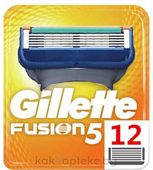 Сменные кассеты для безопасных бритв Gillette  FUSION (12 шт)