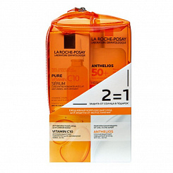 La Roche-Posay  Набор (Антиоксидантнная сыворотка д.кожи лица и шеи для обновления кожи Vitamin C10 serum  30 мл+  Флюид Anthelios невидимый д/лица солнцезащитный SPF50+ 50 мл  в косметичке)