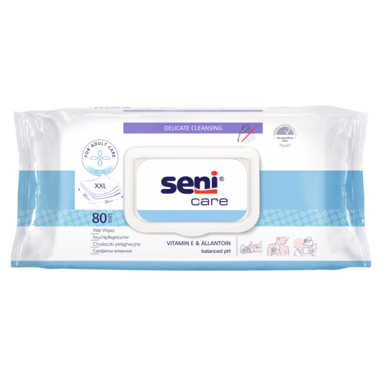 Seni Care Салфетки влажные для ухода за кожей с витамином Е и Аллантоином, 80 шт