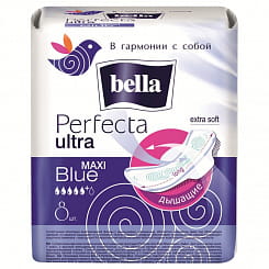Bella Perfecta ultra maxi Blue Cупертонкие женские гигиенические впитывающие прокладки,  8 шт